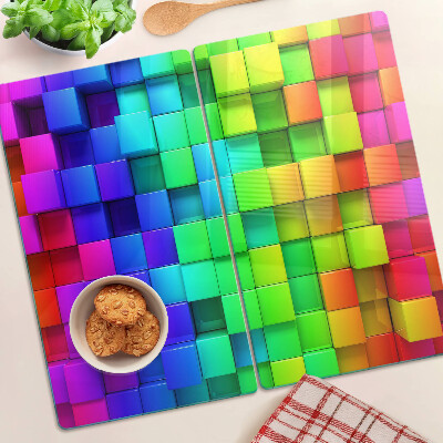 Tabla de cortar de cristal Cuadrados de arcoíris en un mosaico