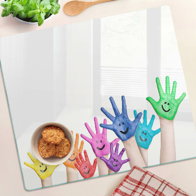 Tabla para cortar Manos sonrientes de colores