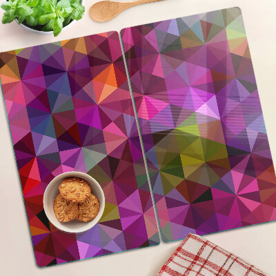 Tabla para cortar Geometría en tonos rosa y morado.