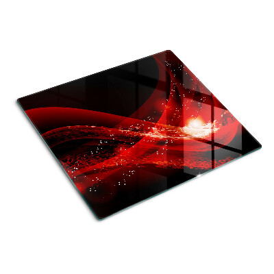 Tabla de cortar de cristal Ondas rojas con efecto de luz.