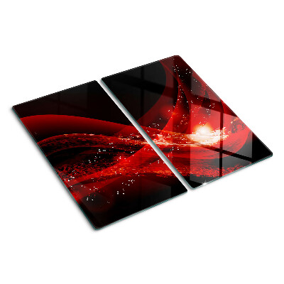 Tabla de cortar de cristal Ondas rojas con efecto de luz.