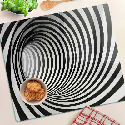Tabla para cortar Patrón en espiral en tonos blanco y negro