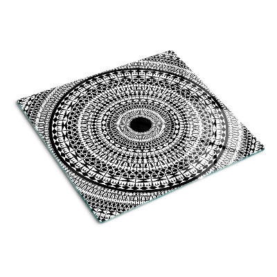 Tabla de cortar de cristal Mandala en tonos blanco y negro