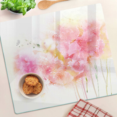 Tabla de cortar de cristal Acuarelas florales en colores pastel