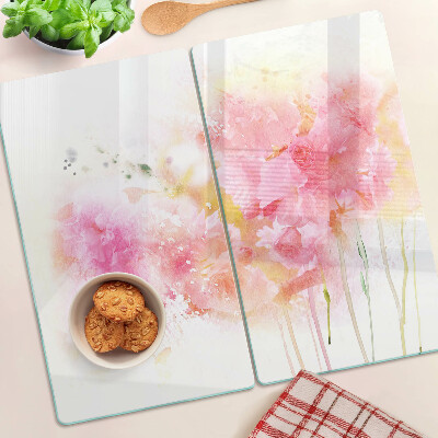Tabla de cortar de cristal Acuarelas florales en colores pastel