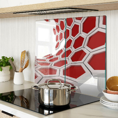 Tabla de cortar de cristal Motivo hexagonal en tonos rojos