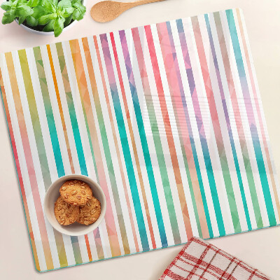 Tabla para cortar Rayas de colores en tonos del arcoíris.