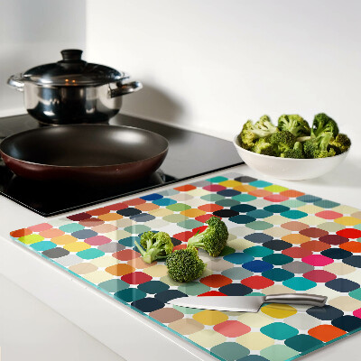 Tabla de cortar de cristal Círculos de colores en una cuadrícula