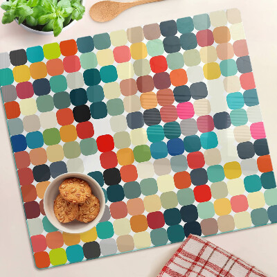 Tabla de cortar de cristal Círculos de colores en una cuadrícula