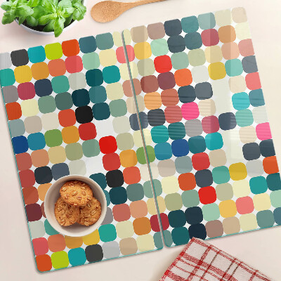 Tabla de cortar de cristal Círculos de colores en una cuadrícula