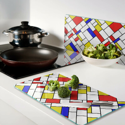 Tabla de cortar de cristal Geometría al estilo de Mondrian