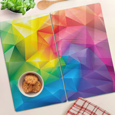Tabla de cortar de cristal Geometría colorida en tonos arcoíris