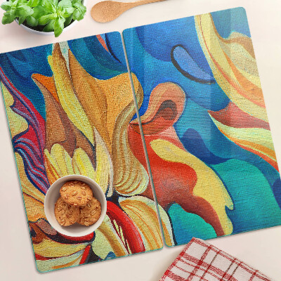 Tabla para cortar Flores de colores sobre un fondo abstracto