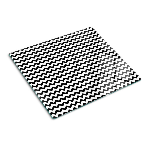 Tabla de cortar de cristal Zigzags en blanco y negro