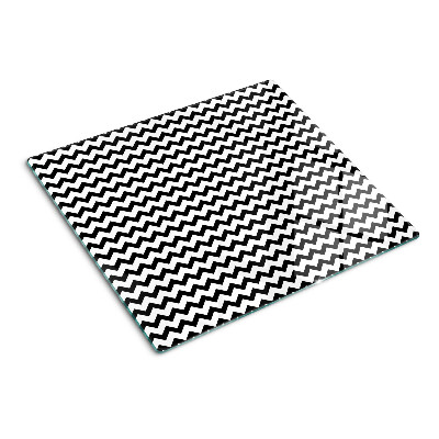 Tabla de cortar de cristal Zigzags en blanco y negro