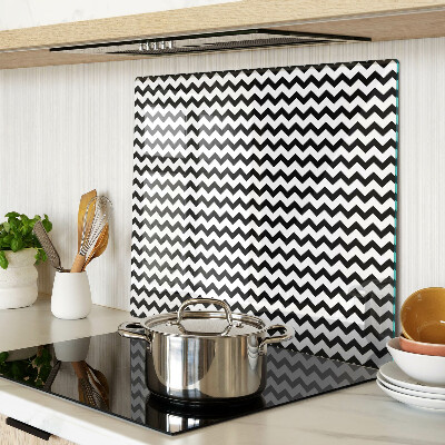 Tabla de cortar de cristal Zigzags en blanco y negro