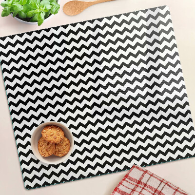 Tabla de cortar de cristal Zigzags en blanco y negro