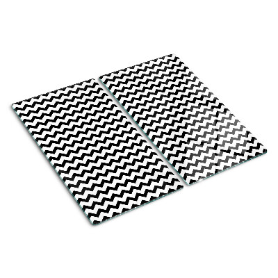 Tabla de cortar de cristal Zigzags en blanco y negro