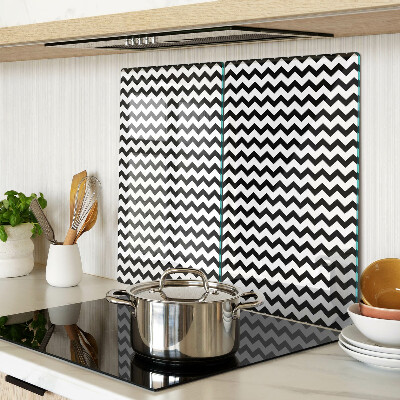 Tabla de cortar de cristal Zigzags en blanco y negro
