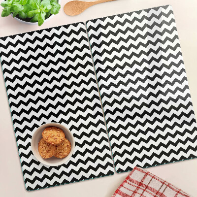 Tabla de cortar de cristal Zigzags en blanco y negro