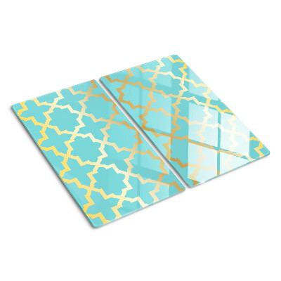 Tabla de cortar de cristal Motivo arabesco en tonos azules