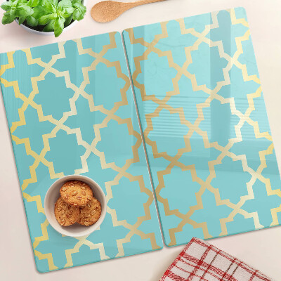 Tabla de cortar de cristal Motivo arabesco en tonos azules