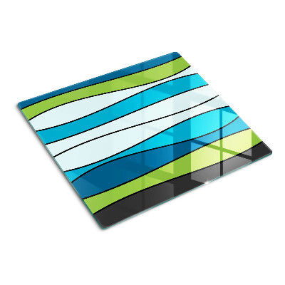 Tabla de cortar de cristal Ondas en tonos azules y verdes