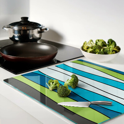 Tabla de cortar de cristal Ondas en tonos azules y verdes
