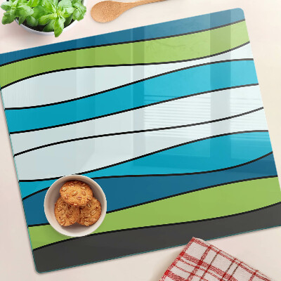 Tabla de cortar de cristal Ondas en tonos azules y verdes