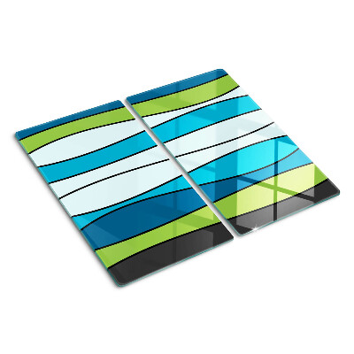 Tabla de cortar de cristal Ondas en tonos azules y verdes