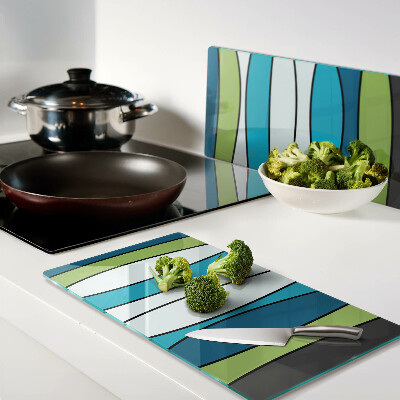 Tabla de cortar de cristal Ondas en tonos azules y verdes