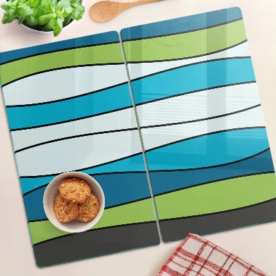 Tabla de cortar de cristal Ondas en tonos azules y verdes