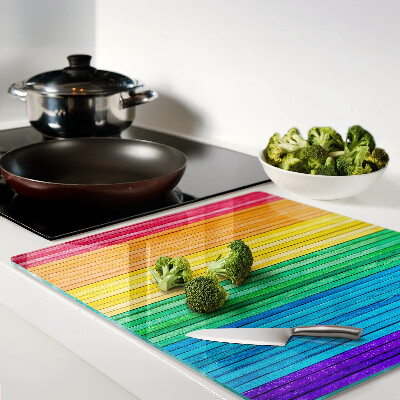 Tabla de cortar de cristal Rayas de colores del arco iris