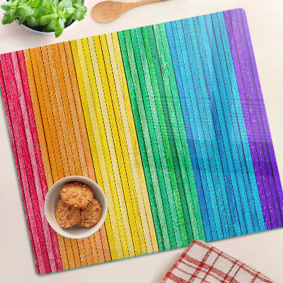 Tabla de cortar de cristal Rayas de colores del arco iris