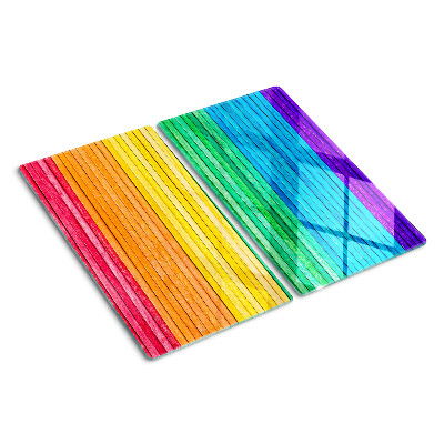 Tabla de cortar de cristal Rayas de colores del arco iris