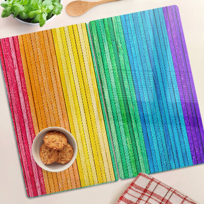 Tabla de cortar de cristal Rayas de colores del arco iris