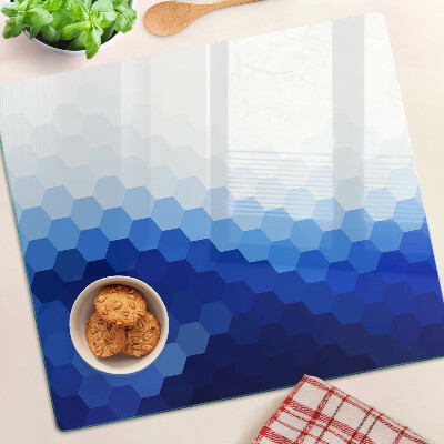 Tabla para cortar Hexágonos azules en degradados