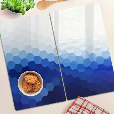 Tabla para cortar Hexágonos azules en degradados