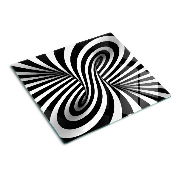 Tabla de cortar de cristal Patrón de espiral en blanco y negro