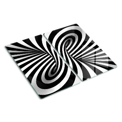 Tabla de cortar de cristal Patrón de espiral en blanco y negro