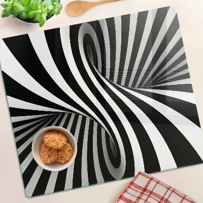 Tabla para cortar Patrón de espiral en blanco y negro