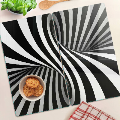 Tabla para cortar Patrón de espiral en blanco y negro