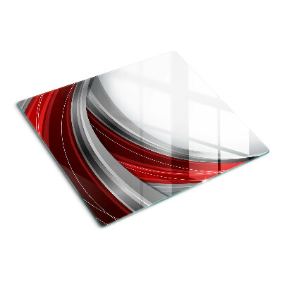 Tabla de cortar de cristal Ondas abstractas en rojo y gris