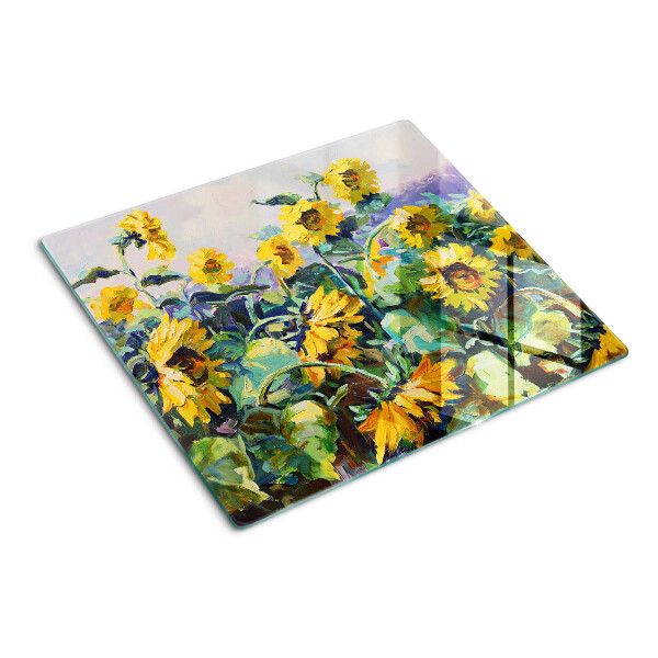 Tabla para cortar Girasoles en el jardín
