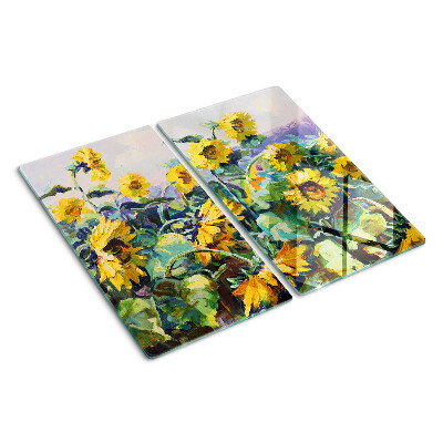 Tabla para cortar Girasoles en el jardín