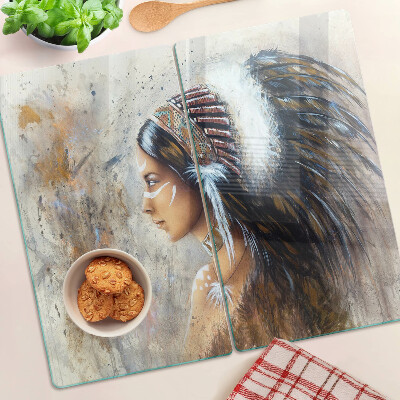 Tabla para cortar Indio con tocado de plumas