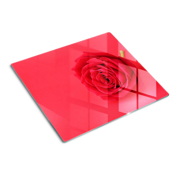 Tabla de cortar de cristal Rosa roja en el fondo
