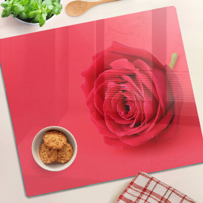 Tabla de cortar de cristal Rosa roja en el fondo