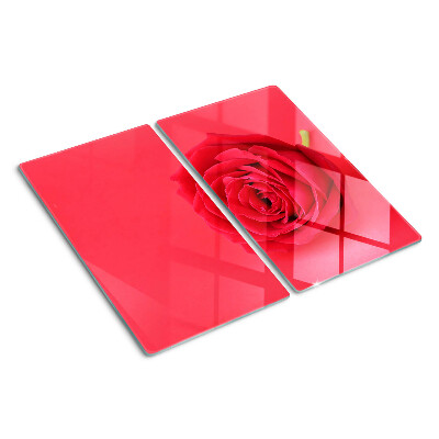 Tabla de cortar de cristal Rosa roja en el fondo