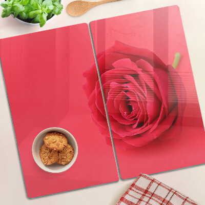 Tabla de cortar de cristal Rosa roja en el fondo